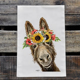 Donkey Flower Crown Tea Towel