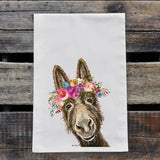 Bright Flower Crown Donkey Tea Towel