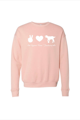 Peace, Love, Goats Peach Crewneck